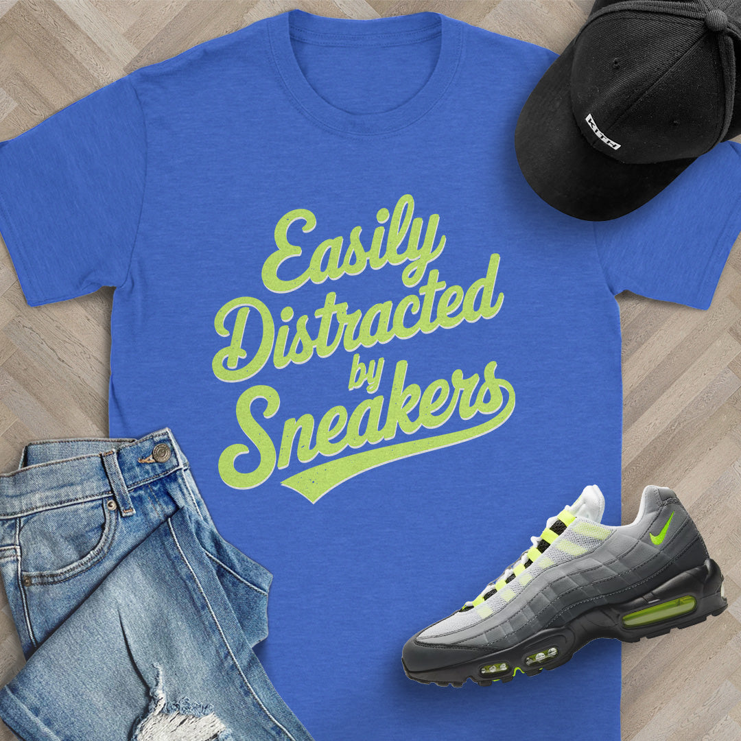 Easily Distracted by Sneakers Script T-Shirt