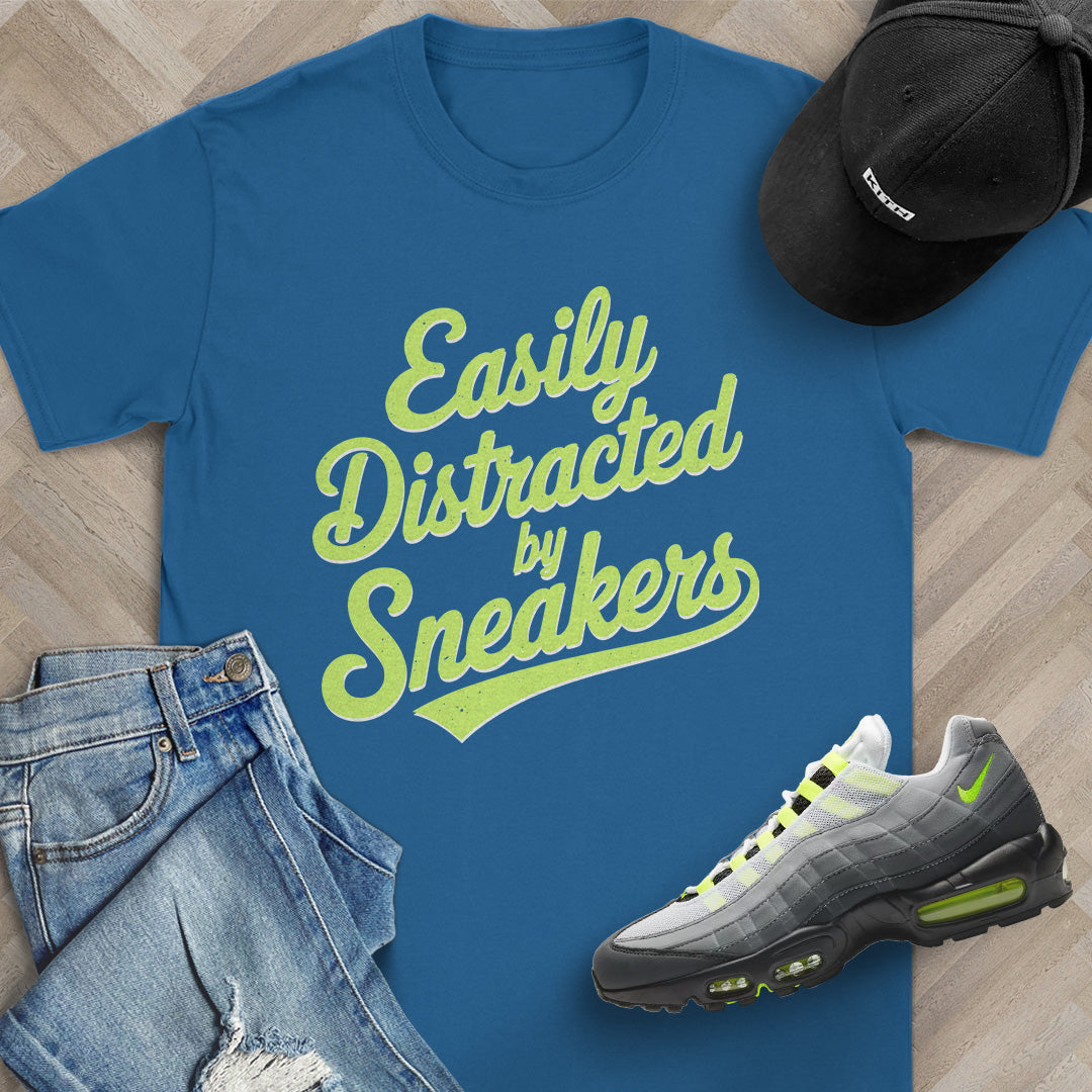 Easily Distracted by Sneakers Script T-Shirt