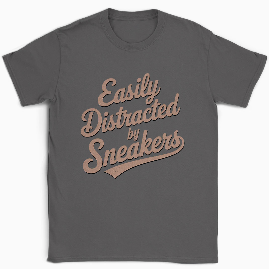Easily Distracted by Sneakers Script T-Shirt
