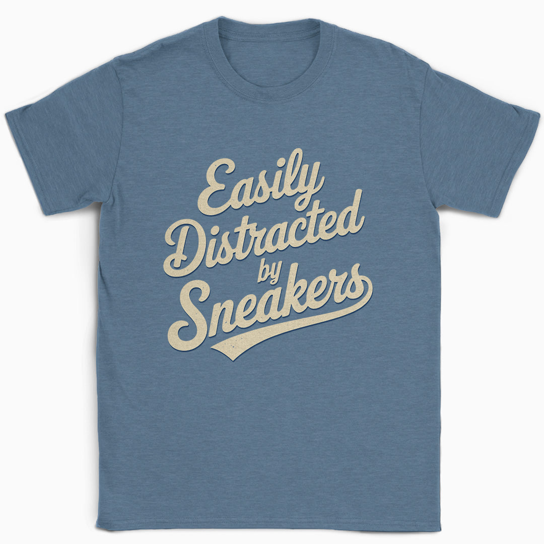 Easily Distracted by Sneakers Script T-Shirt