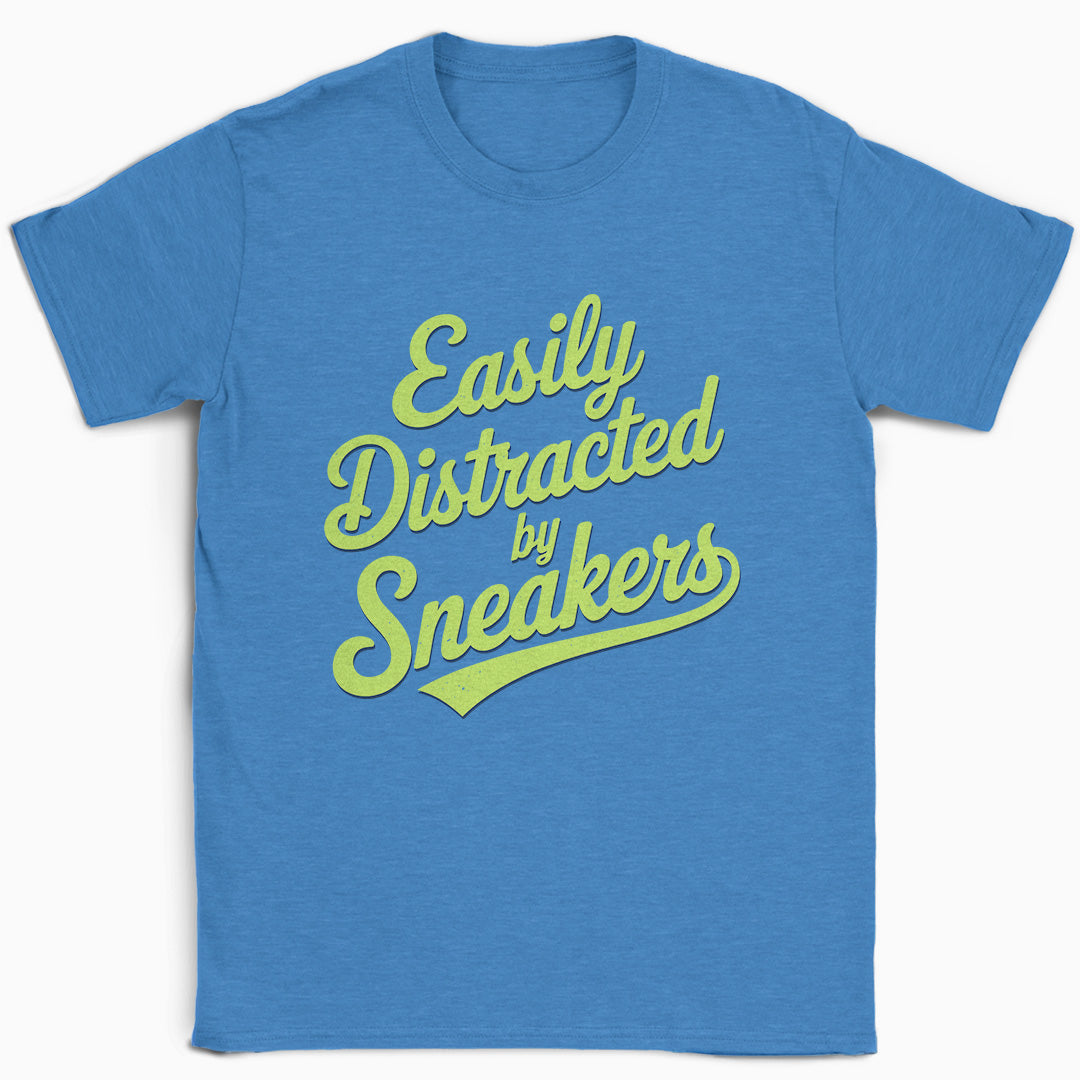 Easily Distracted by Sneakers Script T-Shirt