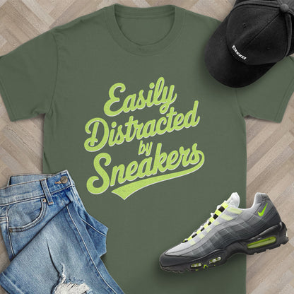 Easily Distracted by Sneakers Script T-Shirt
