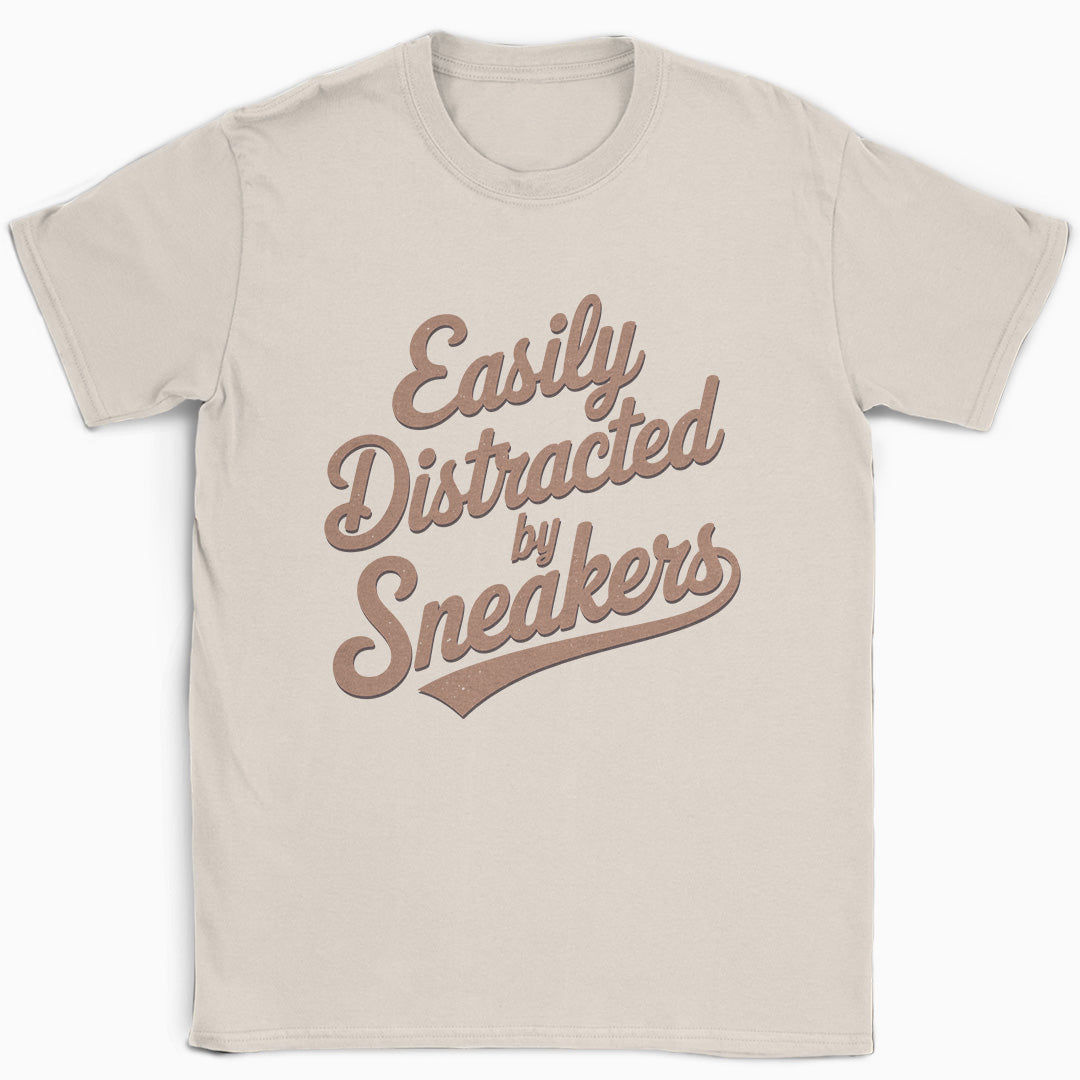 Easily Distracted by Sneakers Script T-Shirt