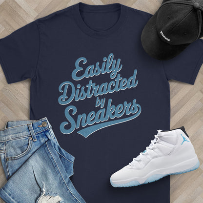 Easily Distracted by Sneakers Script T-Shirt
