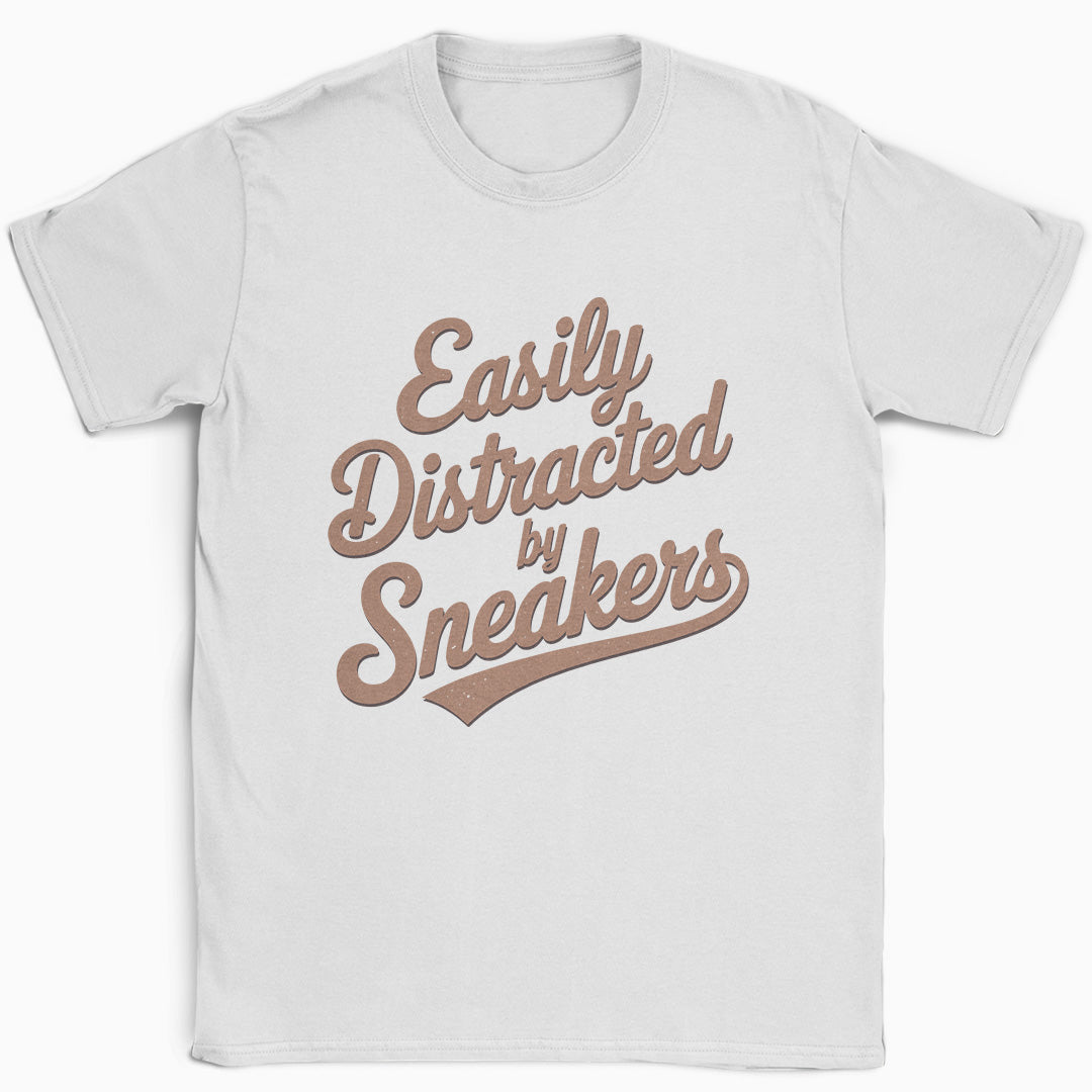 Easily Distracted by Sneakers Script T-Shirt